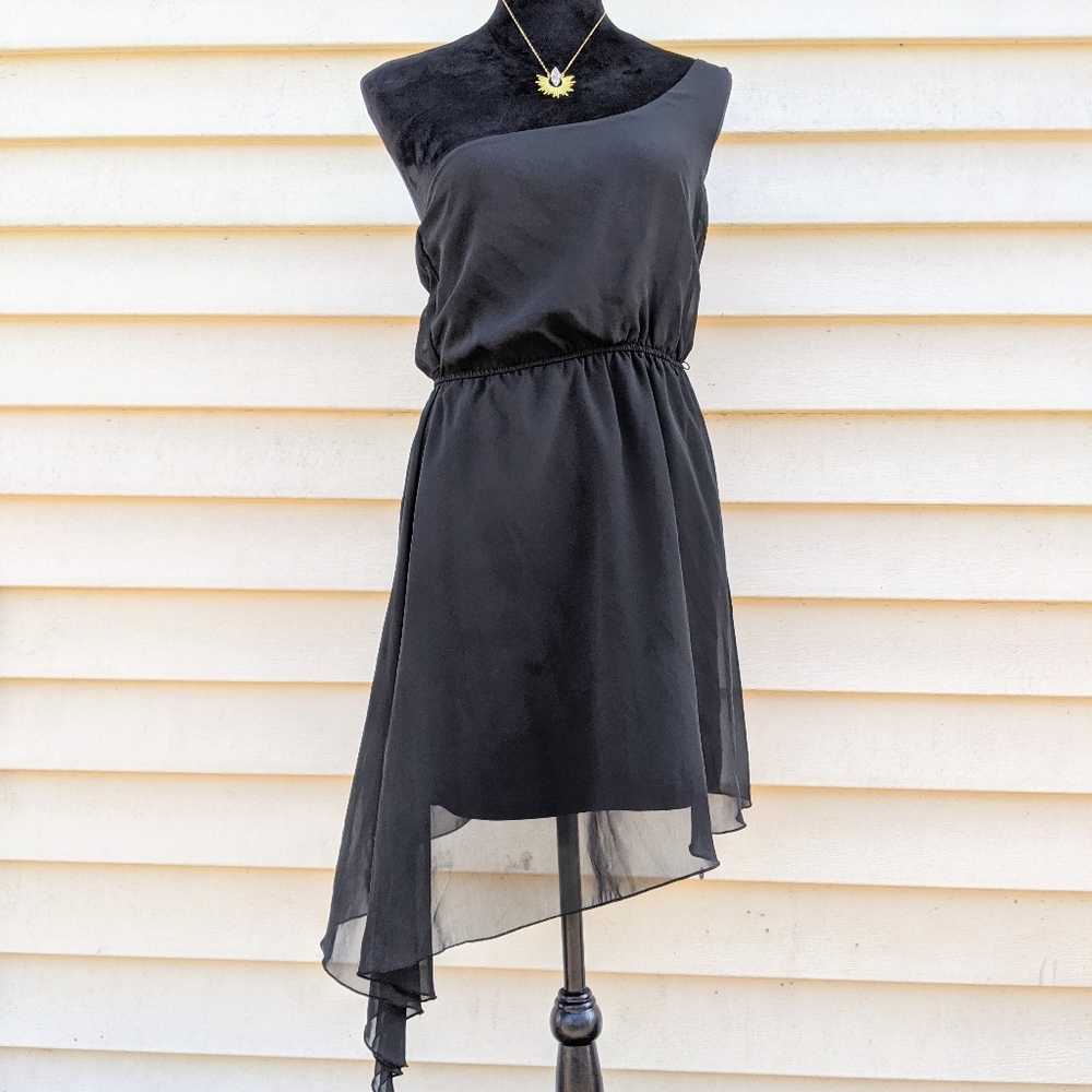 Love Reign XS Black Chiffon Midi Dress